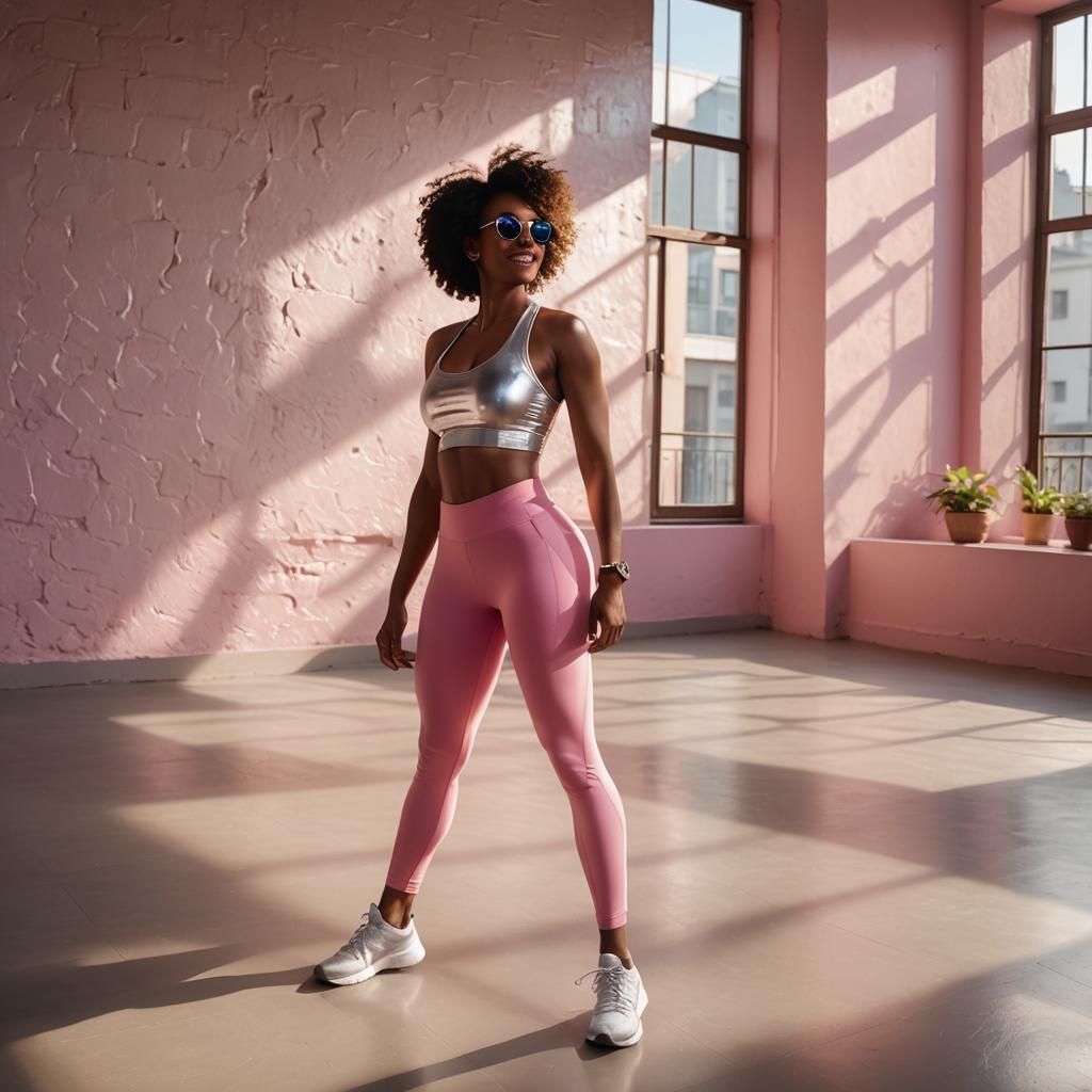 Curvy Woman Doing Yoga in Sunlit Room