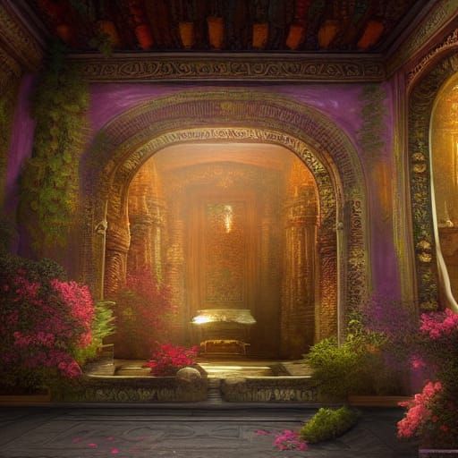 Temple Interior with Adam Fresco in Unreal Engine 5