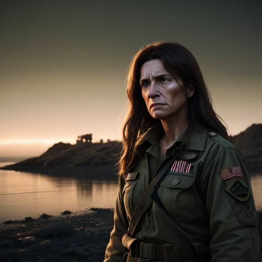 Medic Provides Aid in War Zone: Cinematic Film Still