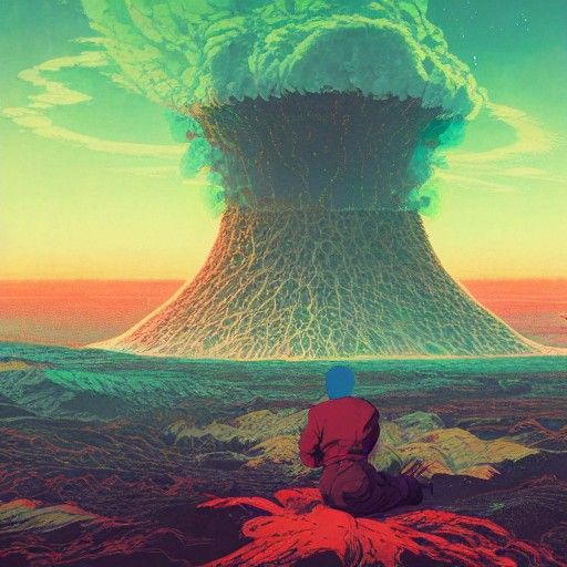 Cozy Nuclear Landscape in Graphic Novel Style