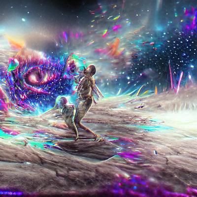 Holographic Cosmic Illustration in Visionary Style