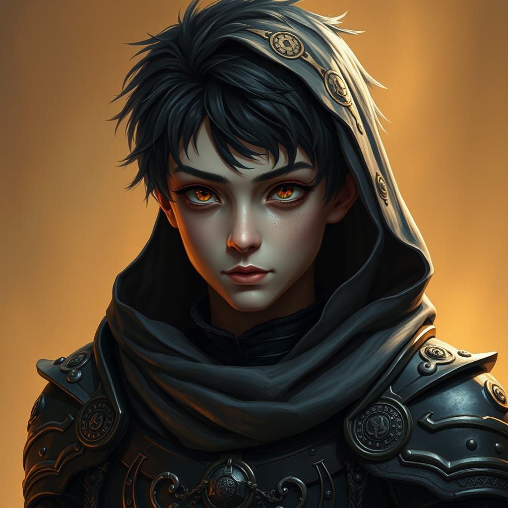 Mystical Guardian Emerges from Shadows in Ornate Armor