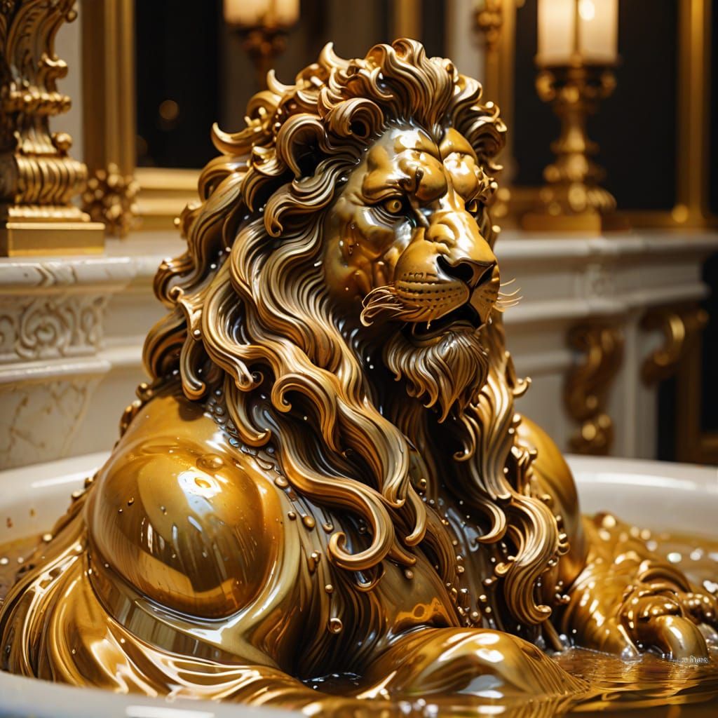 Baroque Water Sculpture in Golden Light