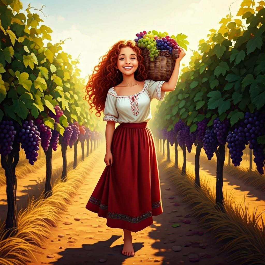 Joyful Grape Harvest: A Digital Comic Illustration