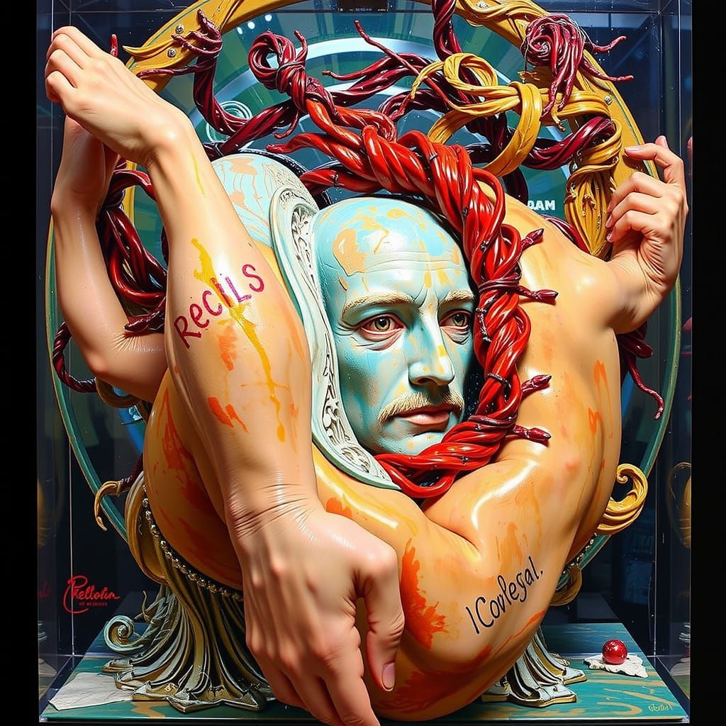 Hyperrealistic Sculpture Reflecting Life and Infinity