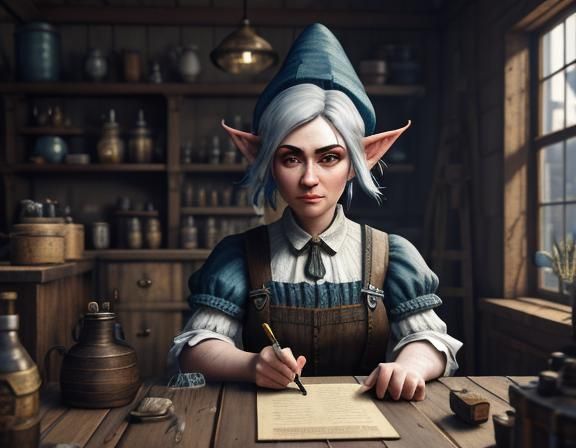 Victorian Gnome in Workshop: 3D Game Cinematic Render