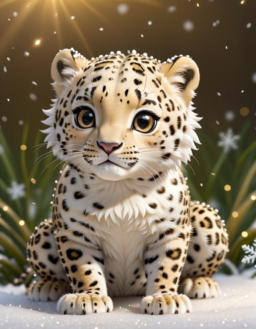 Chibi Leopard Toad Hybrid in Snowflakes