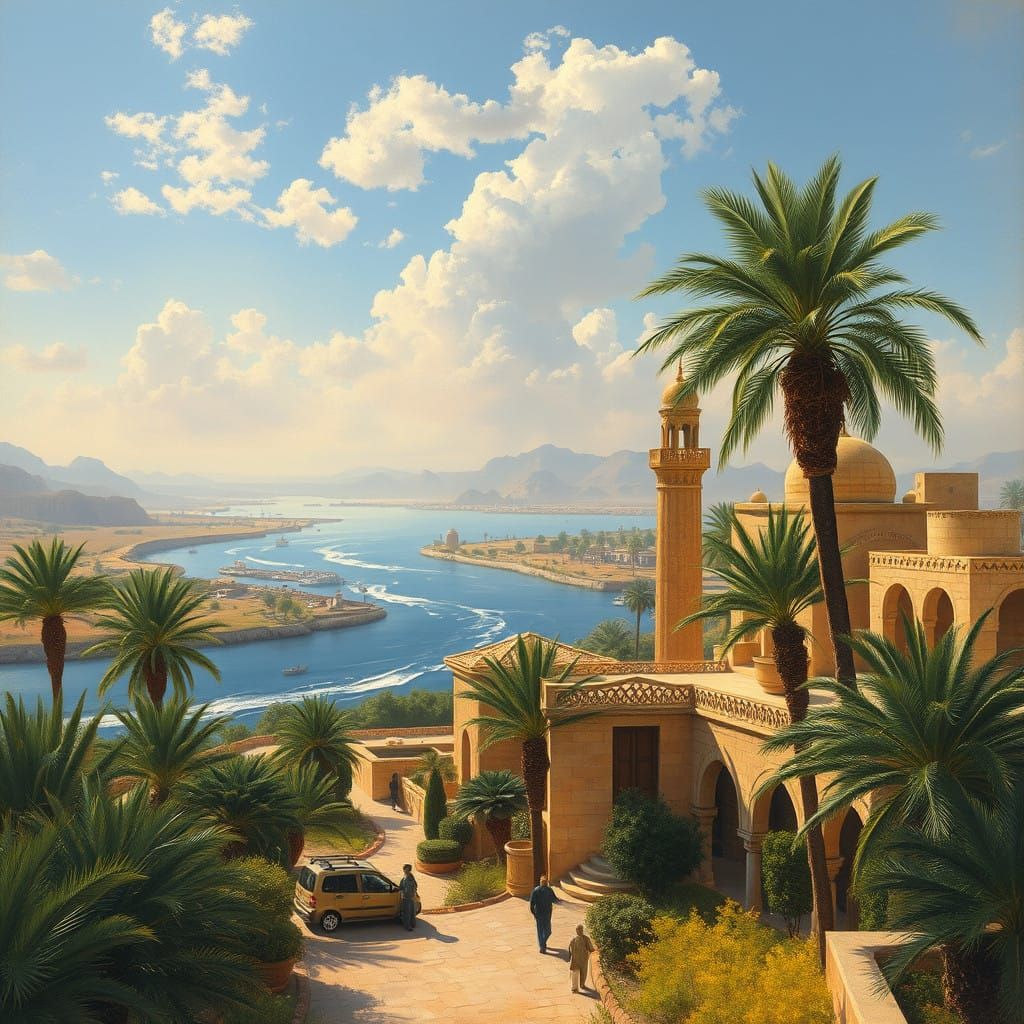 Egyptian Oasis Along the Majestic Nile River