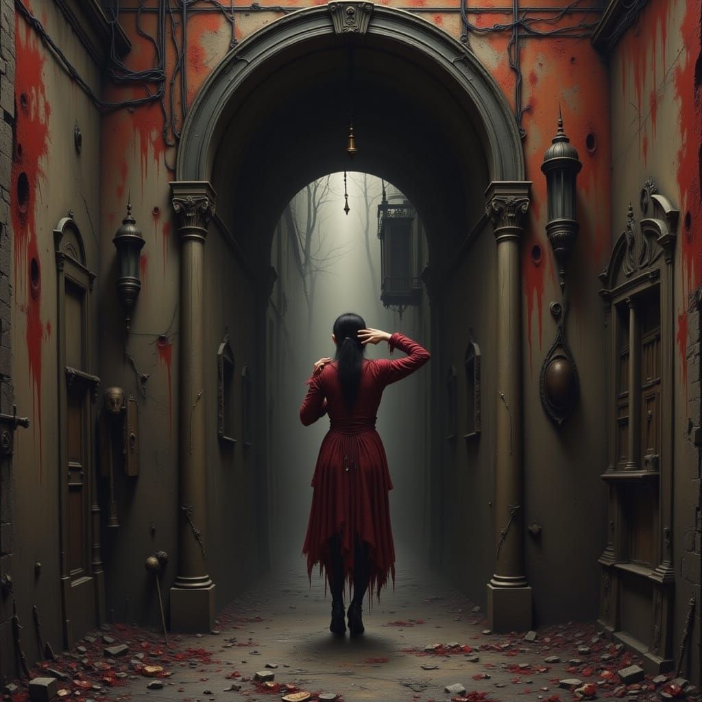 Macabre Horror in a Dark Alleyway