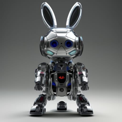 Robotic Bunny Rabbit in Shiny Sci-Fi Style