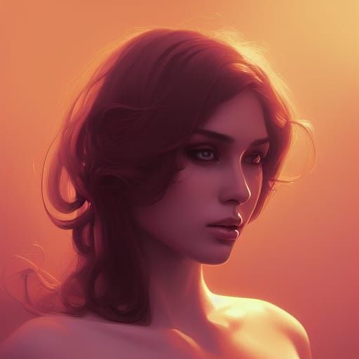 Seductive 1970s Portrait in Digital Art Style