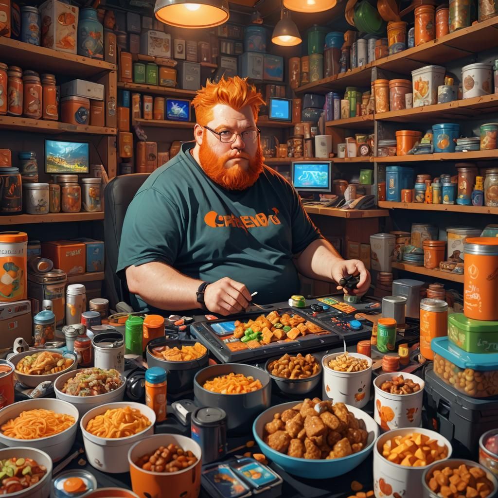 Gaming Enthusiast Cheaso Surrounded by Vibrant, Fantastical ...