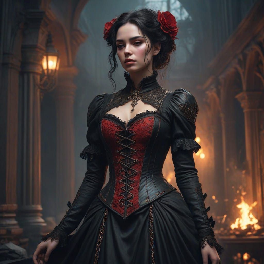 Ethereal Woman at Twilight's Edge, Ripped by Love