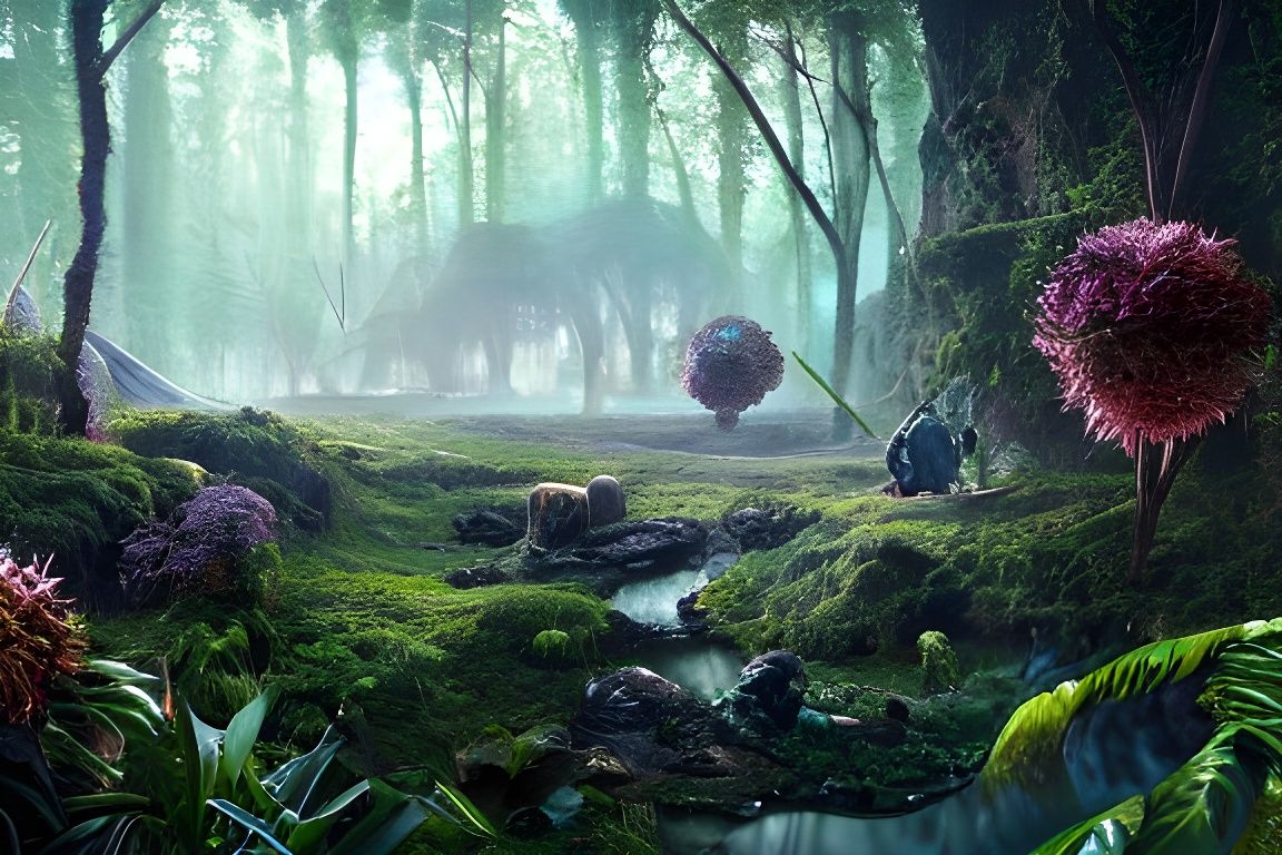 Crystal Terrarium Battle Scene in Digital Painting