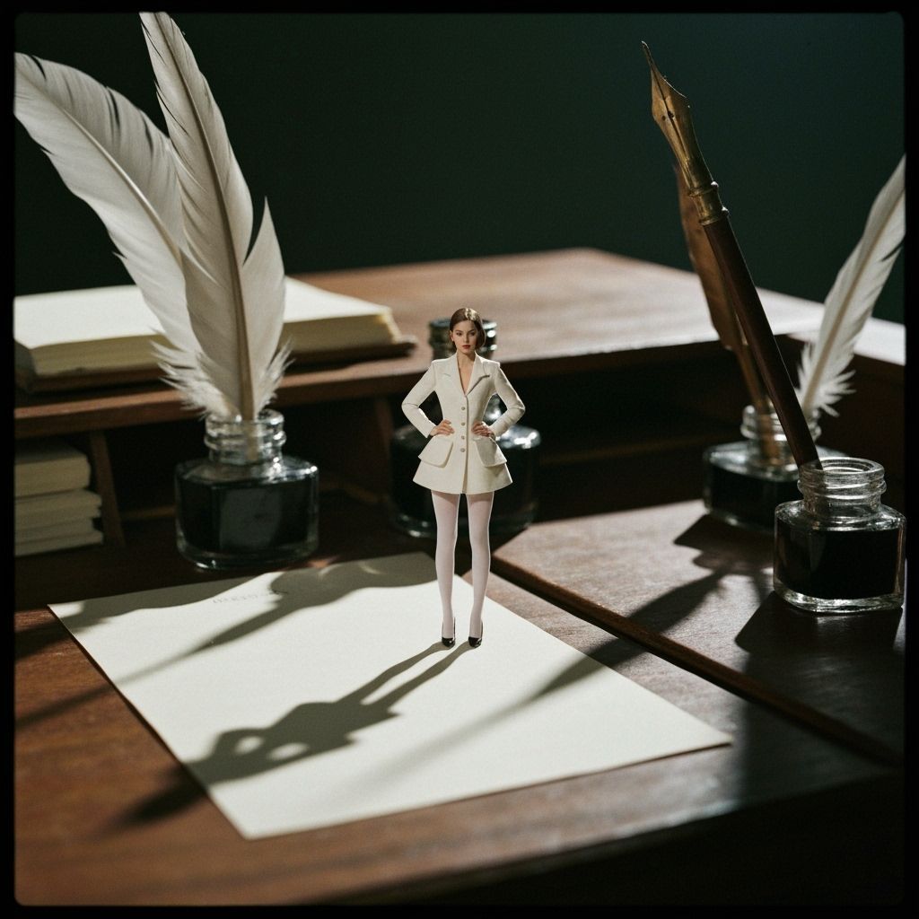 Miniature Fashion Model on Antique Desk
