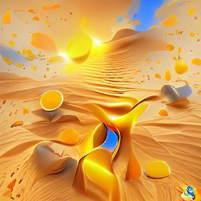 Vibrant Desert Landscape with Radiant Sun