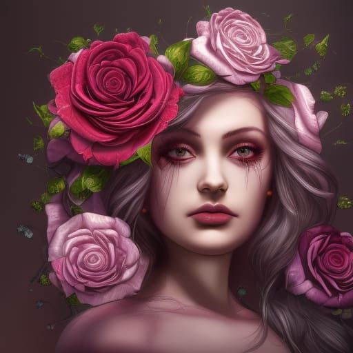 Rose Queen Portrait in Fantasycore Style