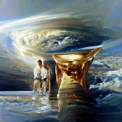 God as Alpha and Omega: Oil Painting