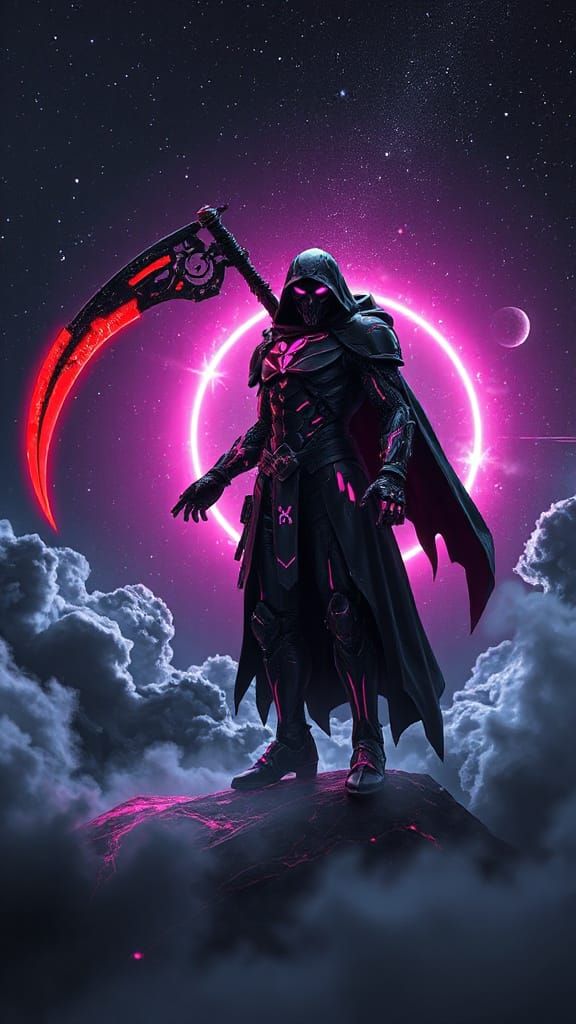 Cosmic Grim Reaper with Biomechanical Armor in Cyber Gothic ...