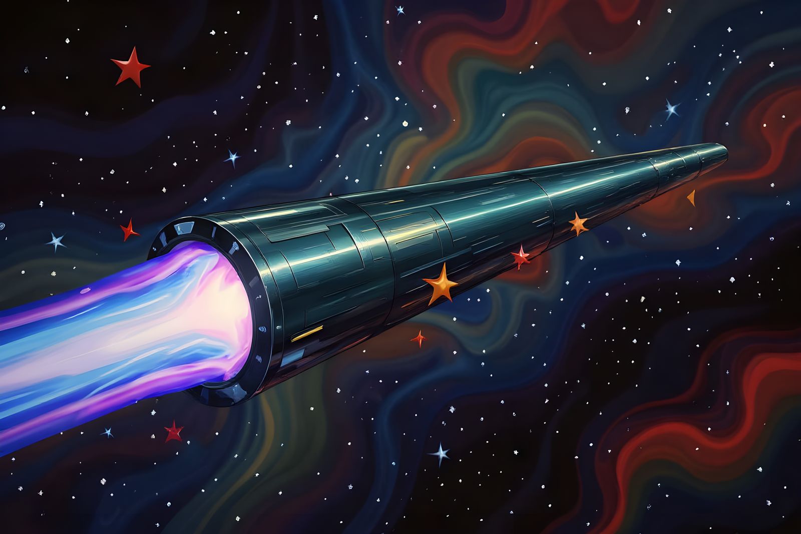 Cylindrical Starship Enhanced by Cosmic Light