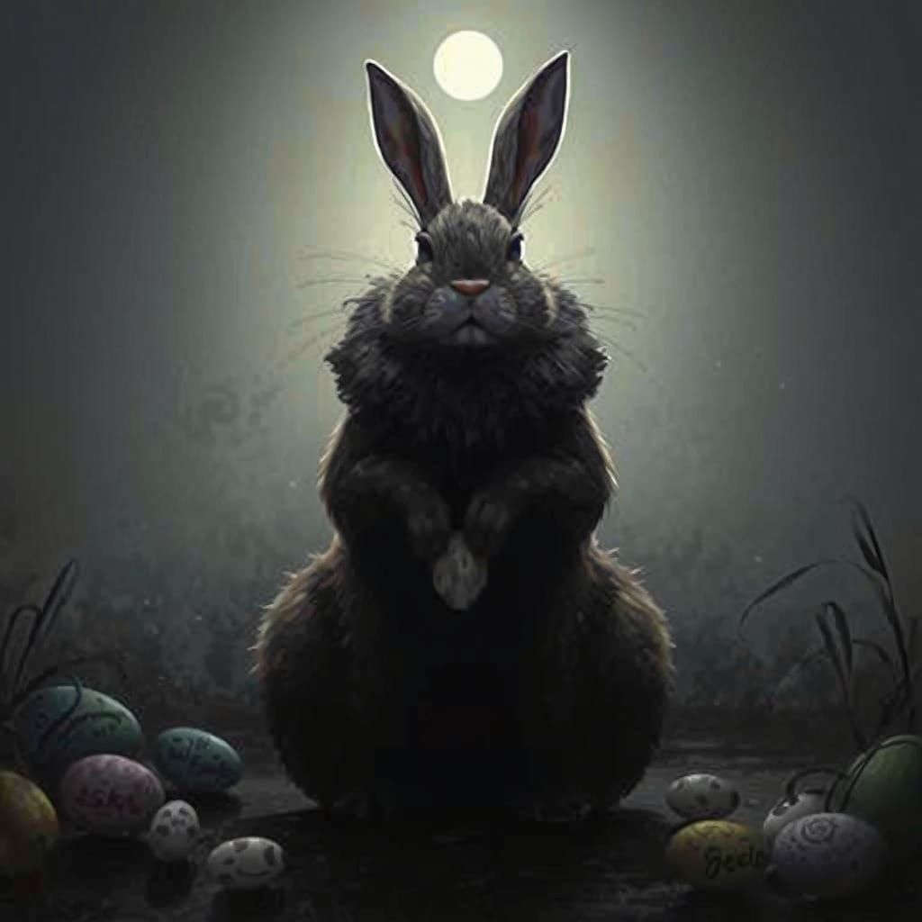Easter Bunny in Surreal Oil Painting