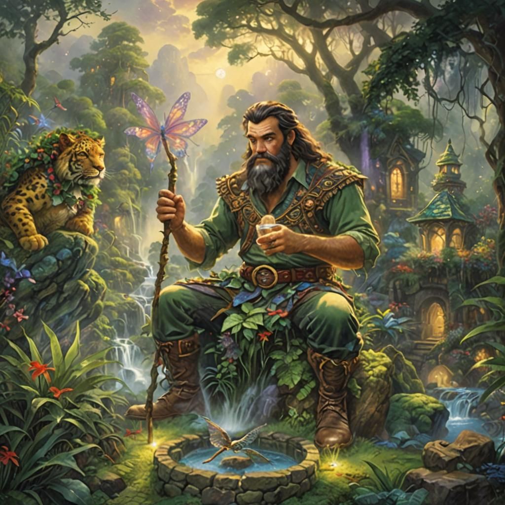 Ethereal Jungle Fantasy in Thomas Kinkade Style