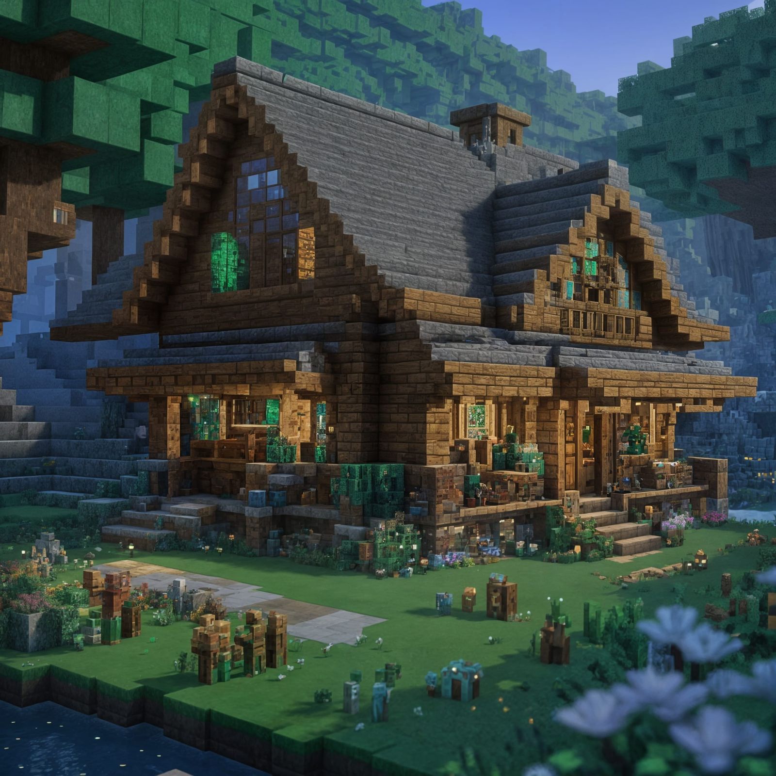 Minecraft Emerald in Village Scene