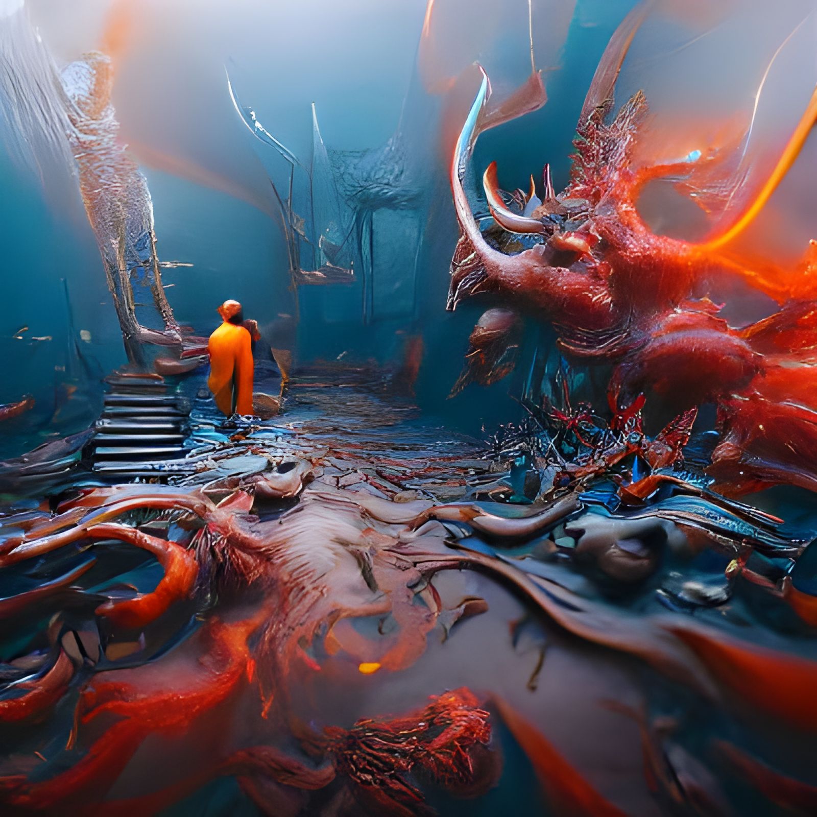 Demons Over Human Brain: Detailed Fantasy Concept Art