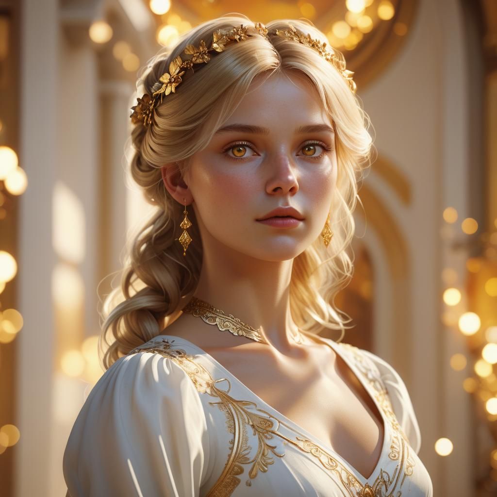 Golden-Eyed Woman in Art Nouveau Style