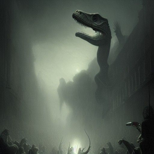 Gothic Horror Tyrannosaurus Rex Illustration