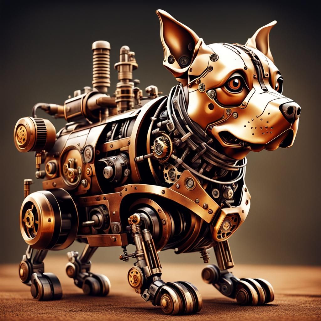 Steampunk Cyborg Dog with Engine