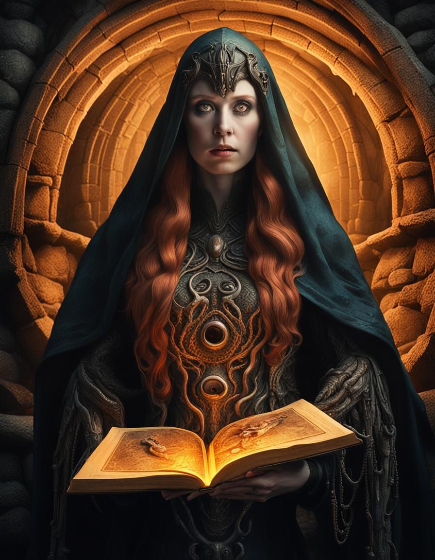 Curvy Lithe Priestess in Dark Fantasy Ruins