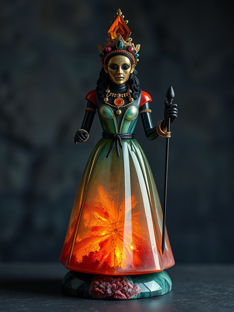 Gemstone Neoprene Marionette in Glass Shadowbox