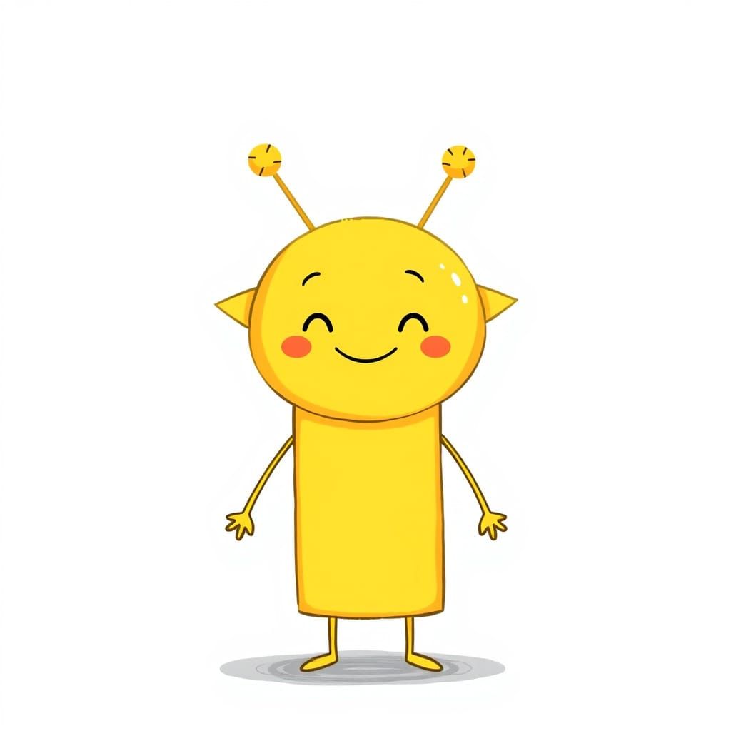 Cute Android Figure in Yellow with Bright Antennas