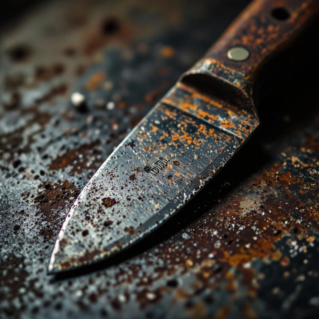 Worn Peeler Blade in Dramatic Macro Photography