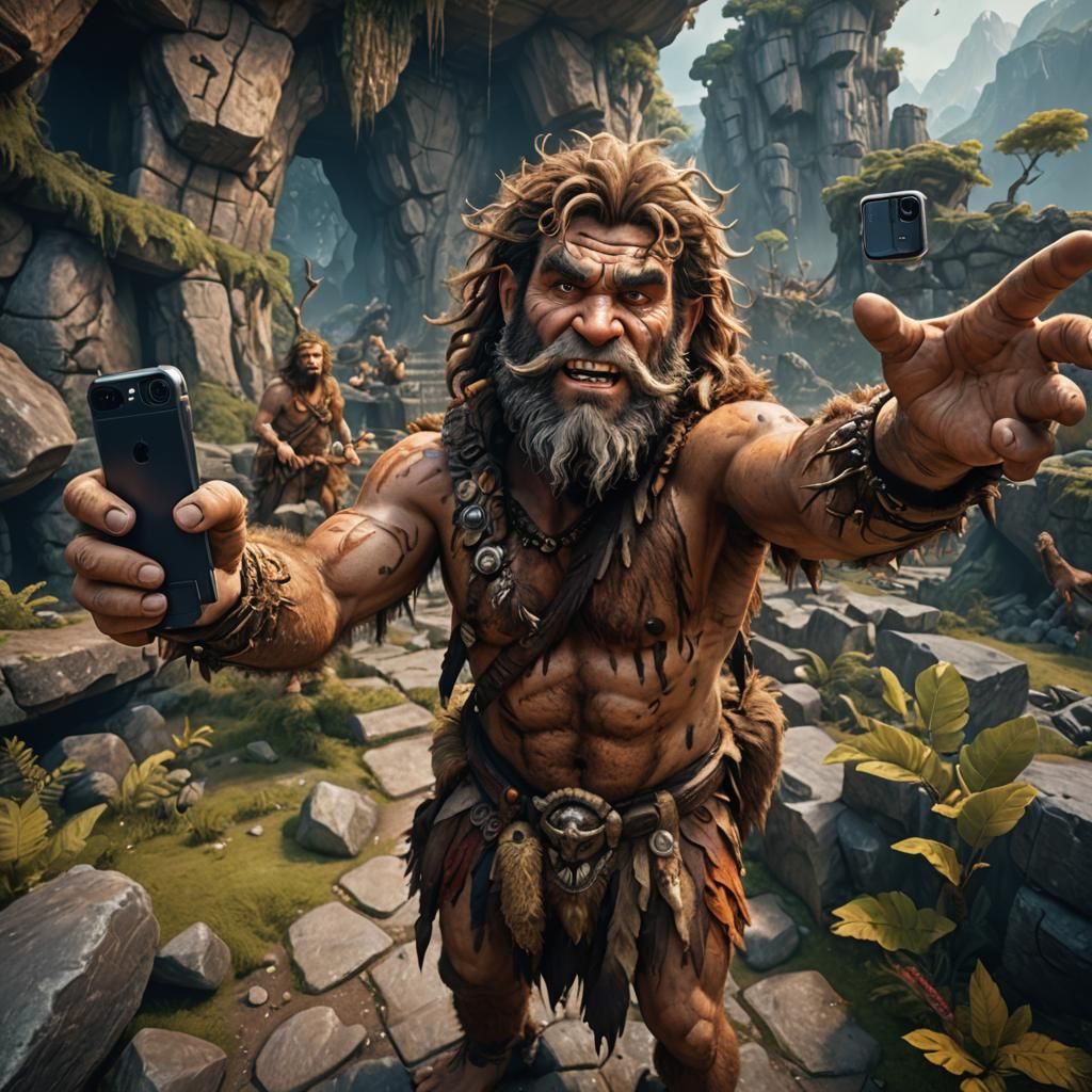Caveman Selfie: Detailed Matte Painting in 8K