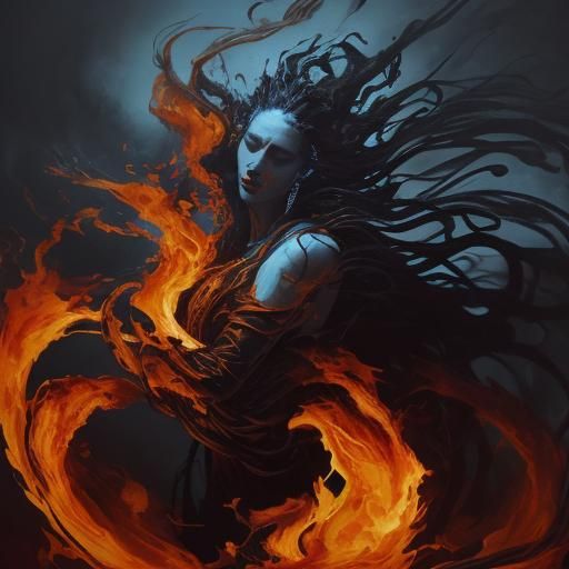 Abstract Flames in Darkness: Surreal Expressionist Art