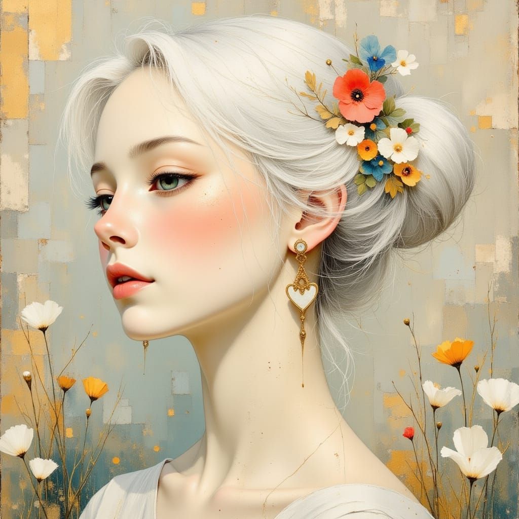 Pale Beauty in Art Nouveau Fantasy Illustration Style