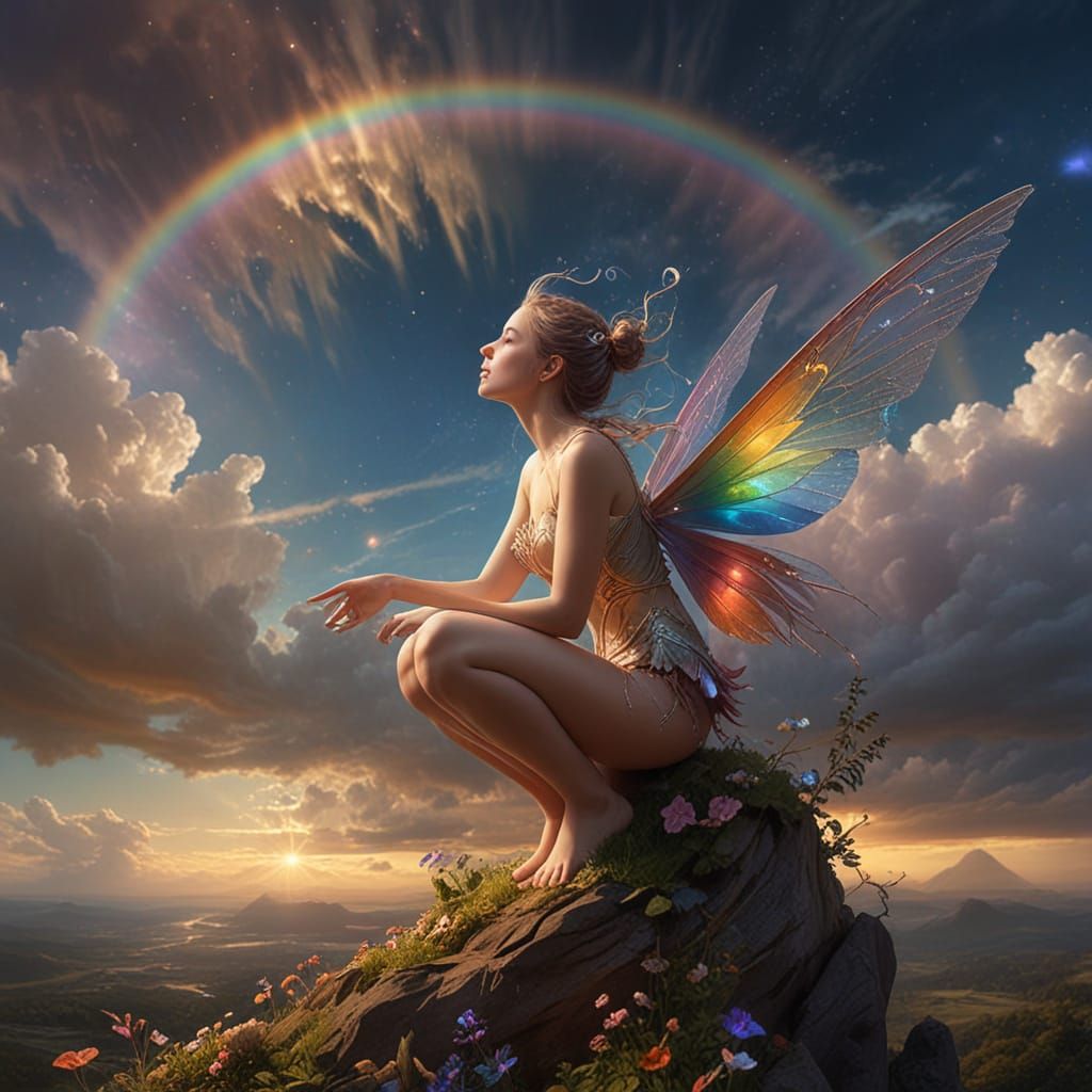 Dreamlike Fairy Launched by Rainbow Fart in Surreal Digital ...