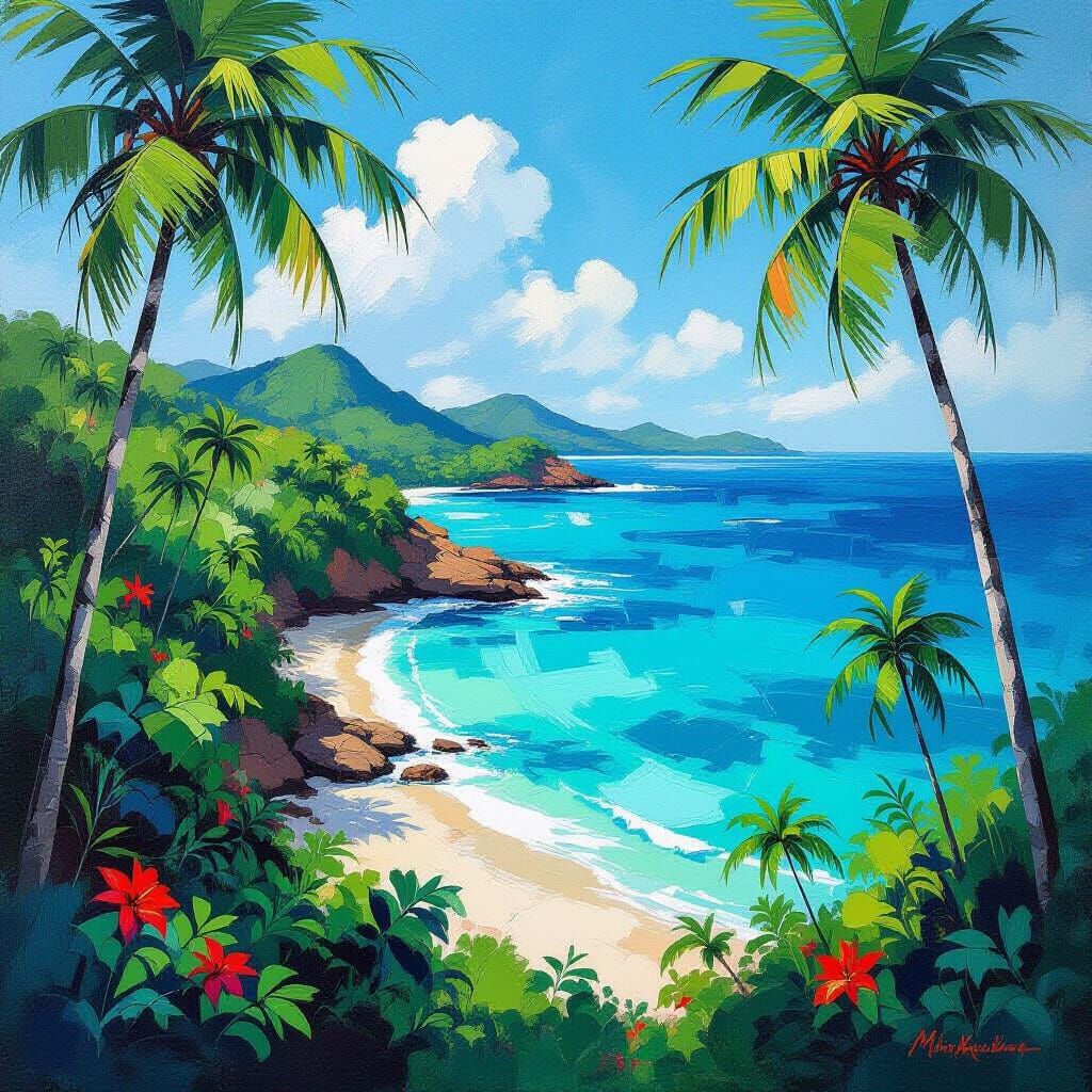 Queensland Coastline in Abstract Expressionist Style