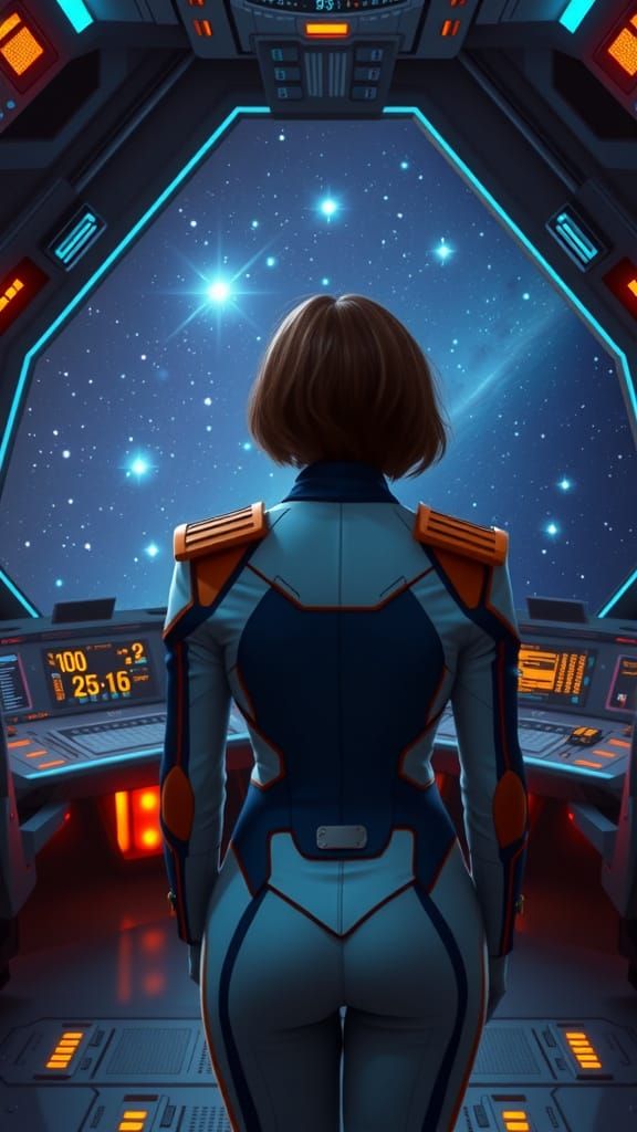 Cinematic Starship Commander in Futuristic Style
