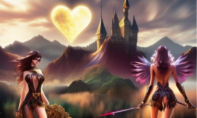 Goddess with Angel Wings and Heart Design