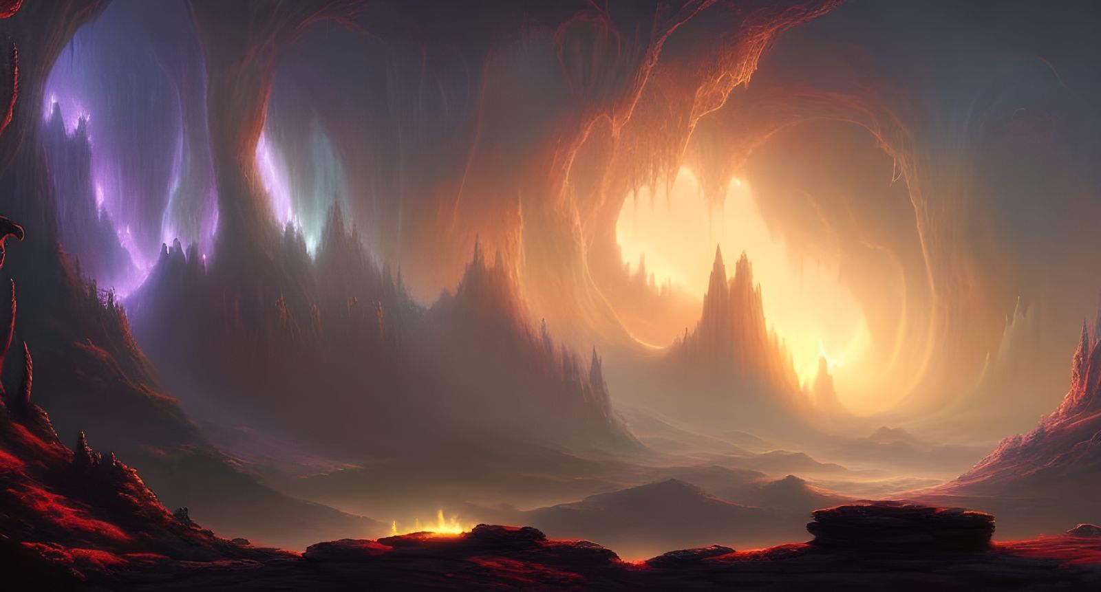 Horrifying Crystal Cave: A Dark Fantasy Painting