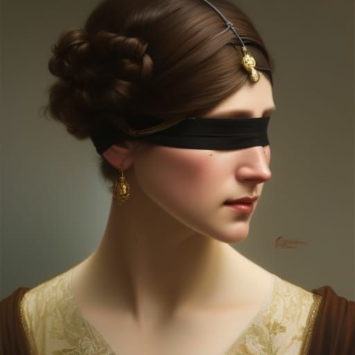 Striking Portrait of a Blindfolded Woman in Hyperrealism