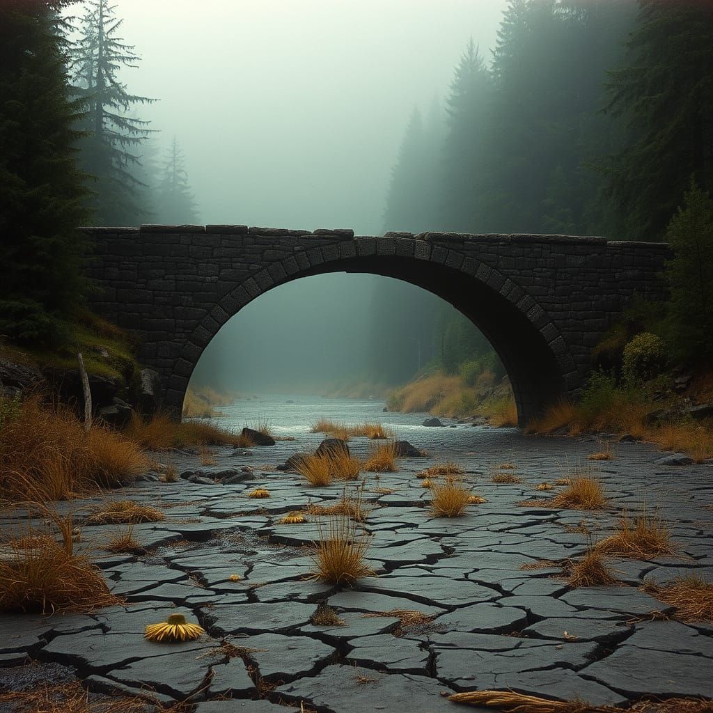 Forgotten Bridge in a Deserted Landscape