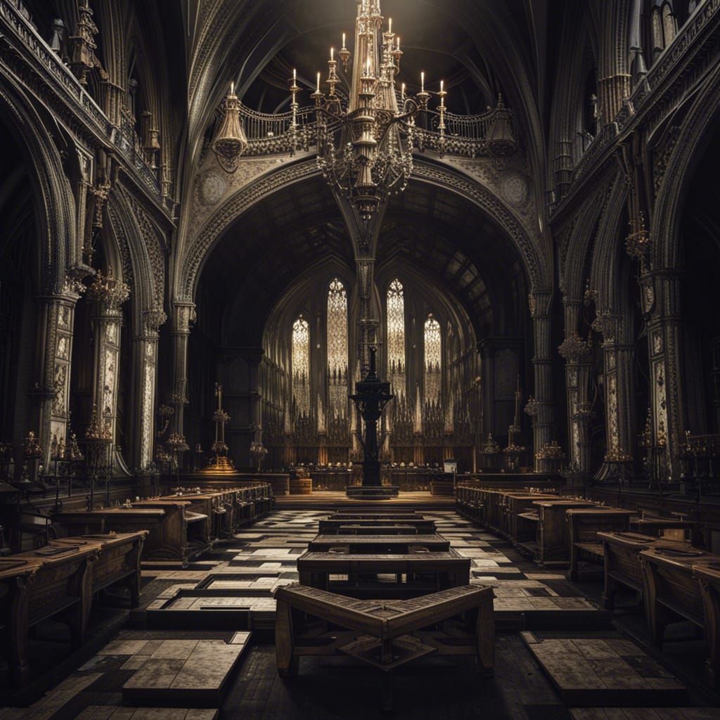 Grand Gothic Cathedral Interior with Soaring Spires