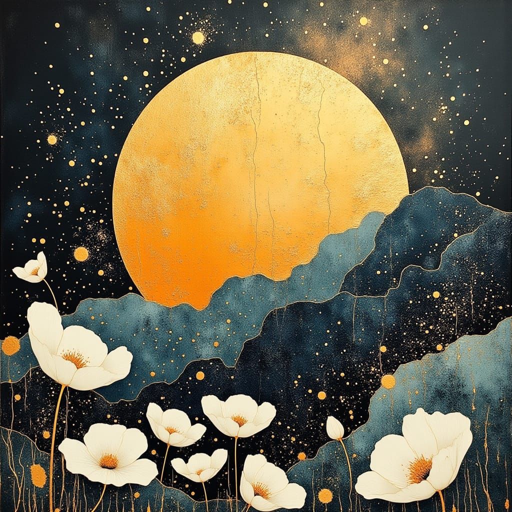 Golden Sun in a Whimsical, Watercolor-Inspired Fairytale Gar...