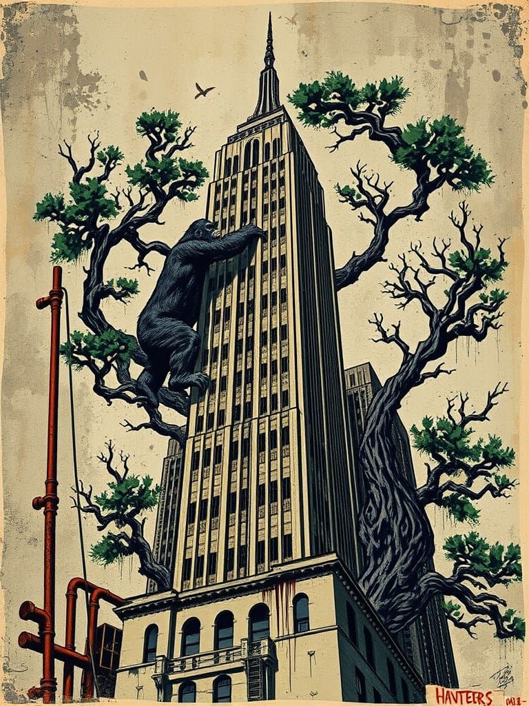King Kong Graffiti Art on Empire State