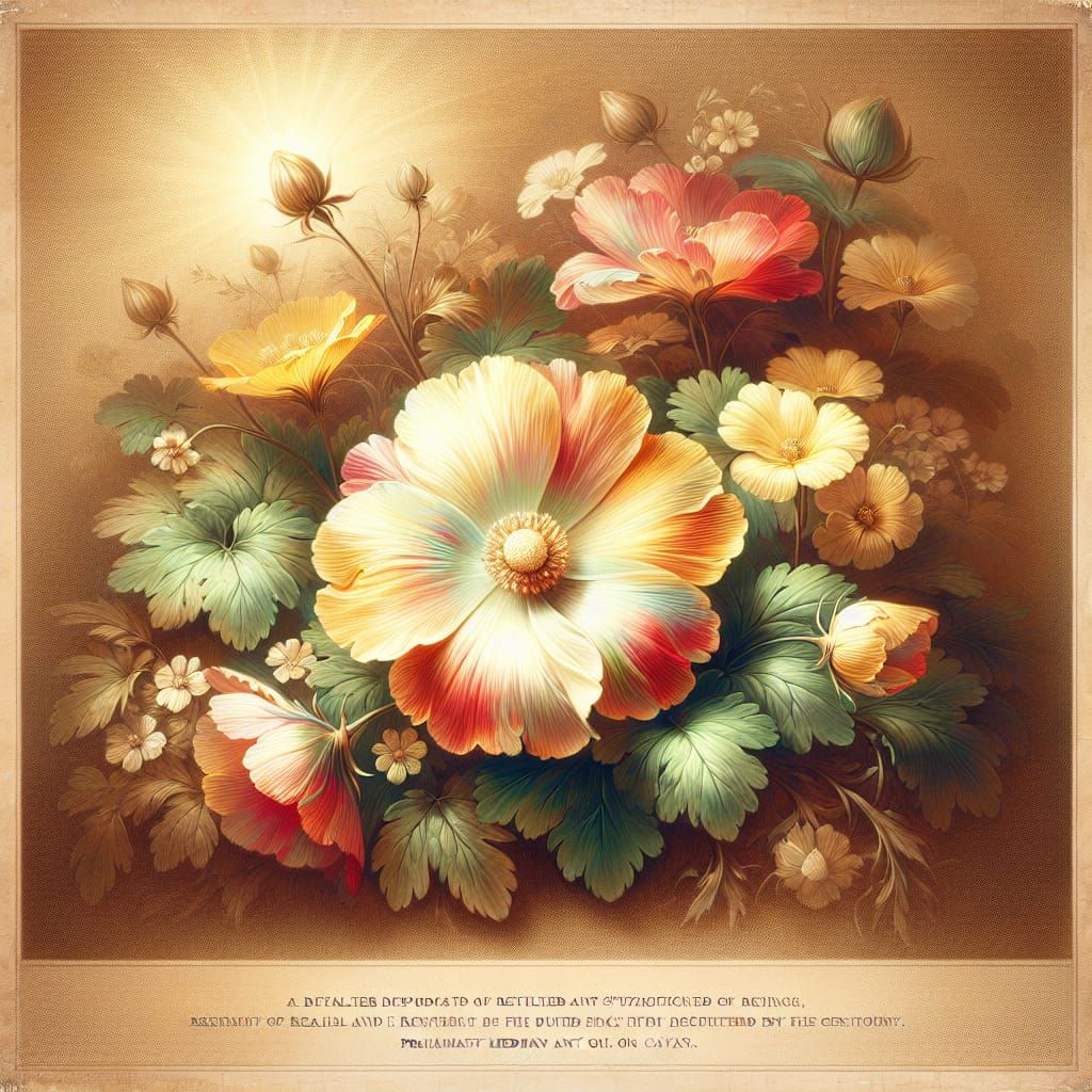Radiant Flower in Realistic Oil Painting Style