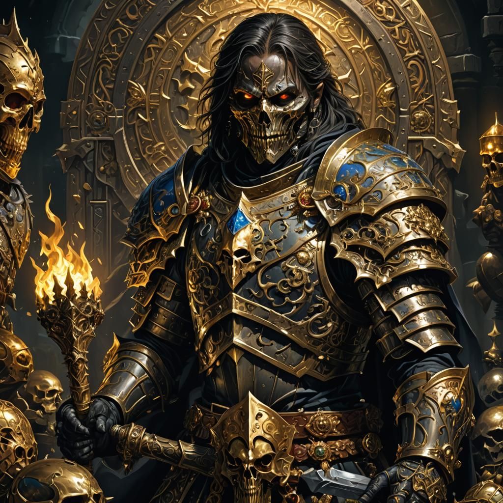 Greedy Death Knight Portrait in Dark Fantasy Style